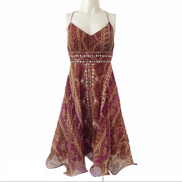 Victoria Royal Designed by Mary Bays Embellished Silk Dress Size 4 - Picture 1 of 16